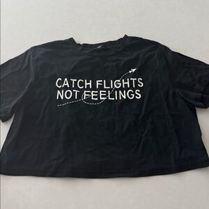 SHEIN Black Crop Top with White Text